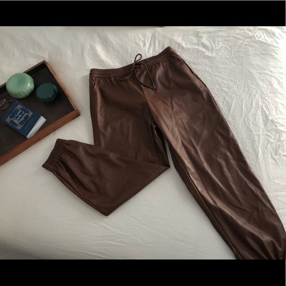 Faux Leather Jogger Pants